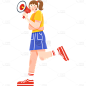 夸张人物动作插画-女孩喇叭