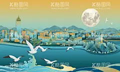 城市建筑插画  - 源文件下载【酷图网】插画,手绘,城市,建筑,创意,烟台