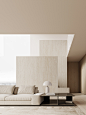 Luxuriously Minimalist Interior With Chic Limestone Accents : A luxurious minimalist home interior with limestone accents. Featuring an open plan living space with breathtaking city views, and luxe bedroom inspiration.[主动设计米田整理]