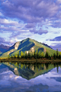 Sulphur Mountain reflected in the Third Vermillion Lake. Banff National Park, Alberta, Canada.  Photo: Jerry Mercier via Flickr