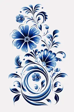 青花瓷花案插画绘画