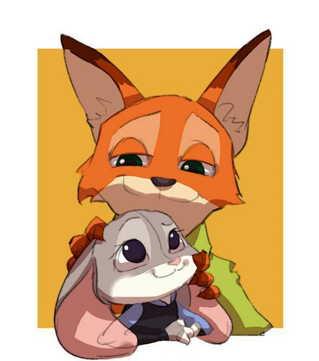 zootopia 疯狂动物城～ 狐兔cp 狐尼克＆兔朱迪 兔子 狐狸图片_迪士尼画集图片素材-花瓣网