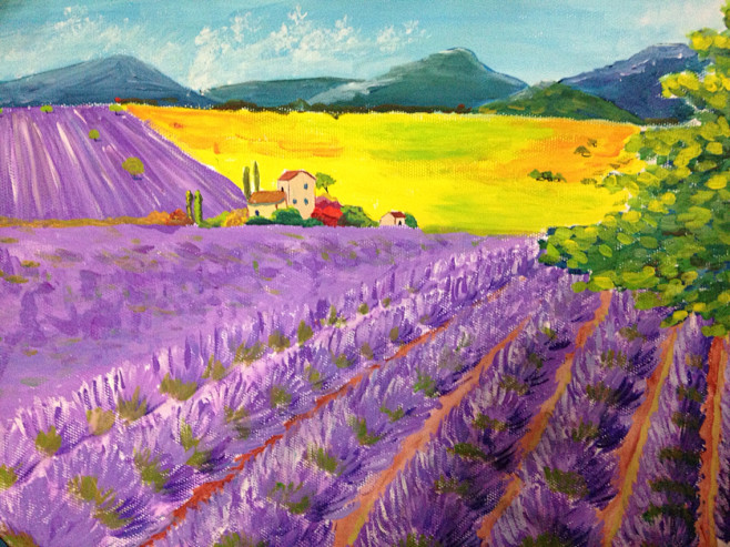 田园水彩风景画
