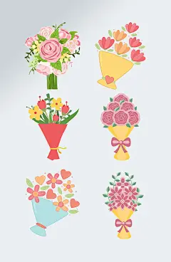 创意小清新手绘花束素材