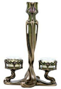 9.75 inch Taper and 2 armed Tealight Tulip Art Nouveau Candle Holder - This gorgeous candle holder features the curving, elegant lines of the Art Nouveau movement.  It will add vintage grace to any home décor.  $48.70