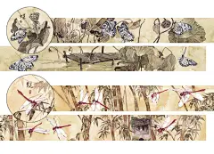 蒾夨家 满额包邮-宅草堂原创和纸胶带 古风水彩蜓 分装一循环35cm-淘宝网