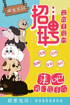 宠物开业美容师招聘海报设计图
