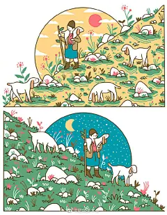 关于“佛陀”与“济世”的题材，
茫茫众生在慈悲下沐浴着光与恩赐，
拥有近似超脱的包容与怜悯。
人物插画艺术家
Evan Matthew Cohen
作品《安静》 ​​​​