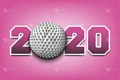 new year numbers 2020 and golf ball