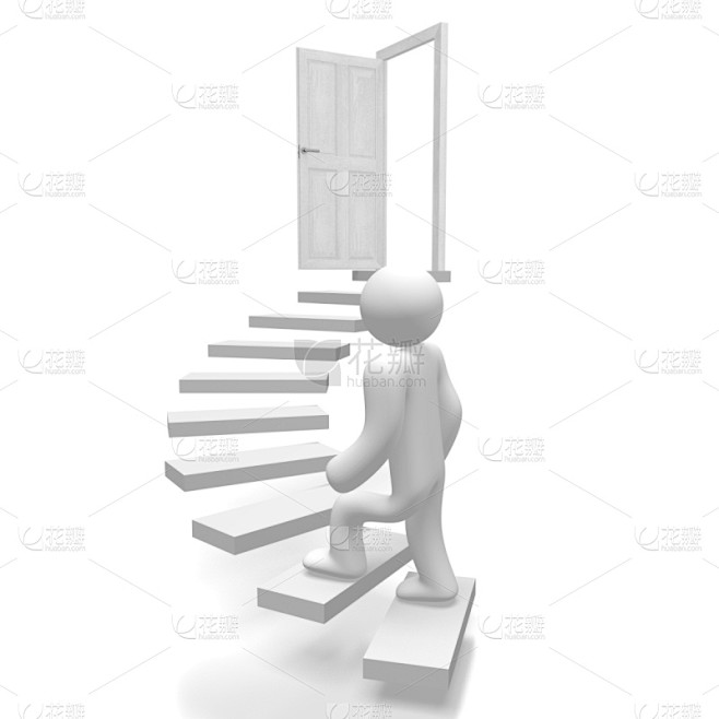 三维图形,门,概念,台阶,新的,绘画插图,努力,卡通,开着的,建筑物门