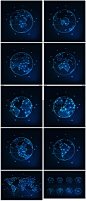 蓝色科技感地球地图网络互联网宇宙信息图案背景海报设计模板素材-淘宝网