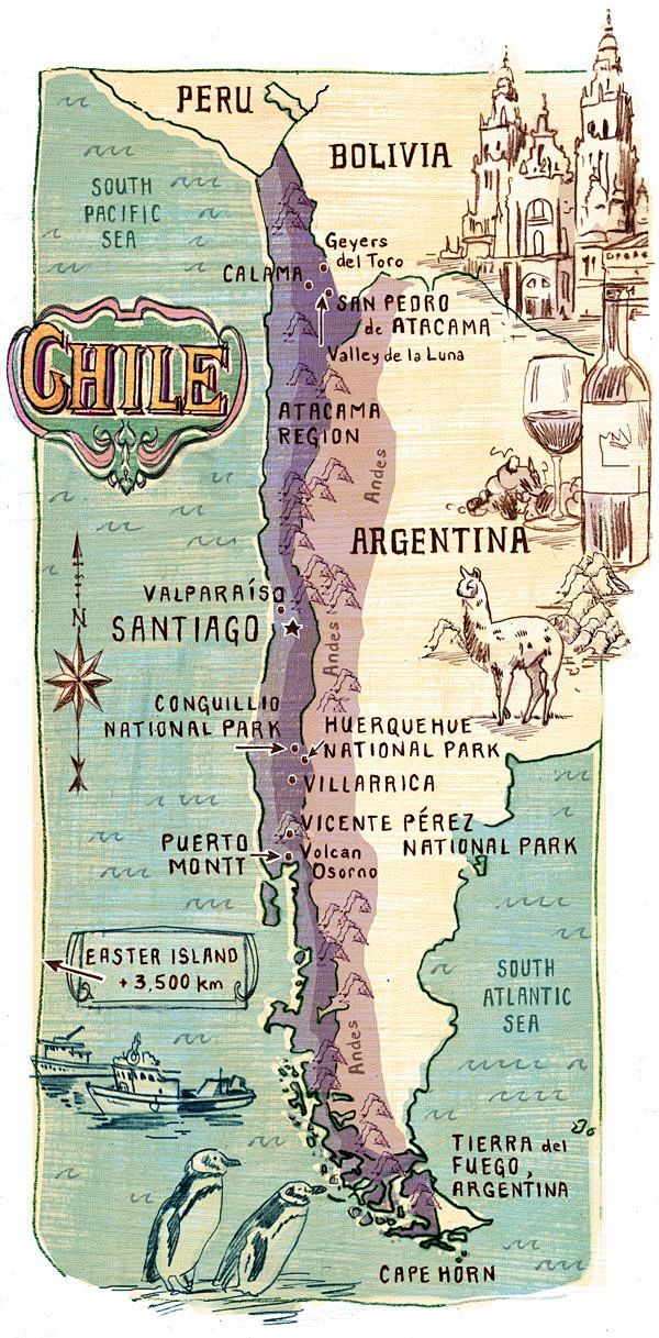 Chile - map illustra...