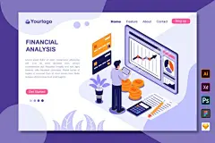 财务分析主题着陆页插画网站设计素材 Financial Analisys – Landing Page