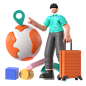 Woman Doing Weight Luggage  3D Illustration
