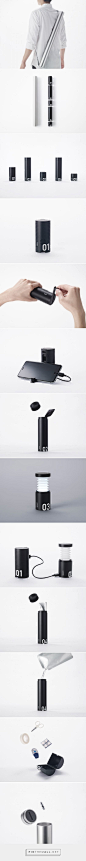 nendo organizes emergency kit essentials within a single, compact tube