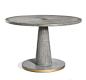 Elisa Dining Table : Combining the warmth and texture of grey washed wood with the sophistication of antique brass-finished metal, the Elisa Dining Table is a versatile piece that suits myriad decor schemes.  ITEM #: 168101 DIMENSIONS: 29"h x 48&
