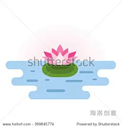 粉红色的荷花在池塘里。小位置粉色莲花图标蓝色的水。Lotus设计元素。莲花象征。平面向量插图。-自然-海洛创意(HelloRF)-Shutterstock中国独家合作伙伴-正版素材在线交易平台-站酷旗下品牌