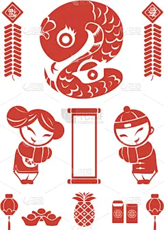 春节,蛇,红色,标志,红包,蛇年,焰火,十二生肖,可爱的,灯笼