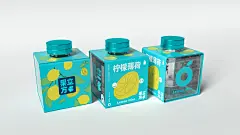 c4d 插画 正方体 水果 纸套 饮料包装