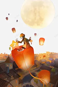 手绘万家灯火 页面网页 平面电商 创意素材