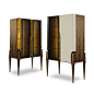 Turri - MELTING LIGHT cabinet | HOME Italia : Two-door display cabinet. Materials and finishes: Canaletto walnut solid wood structure. available with 2 crystal doors or with 1 leather doors. Led light fitti