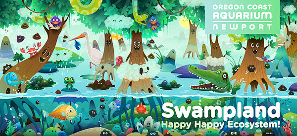 国外动物园Swampland户外插画广告