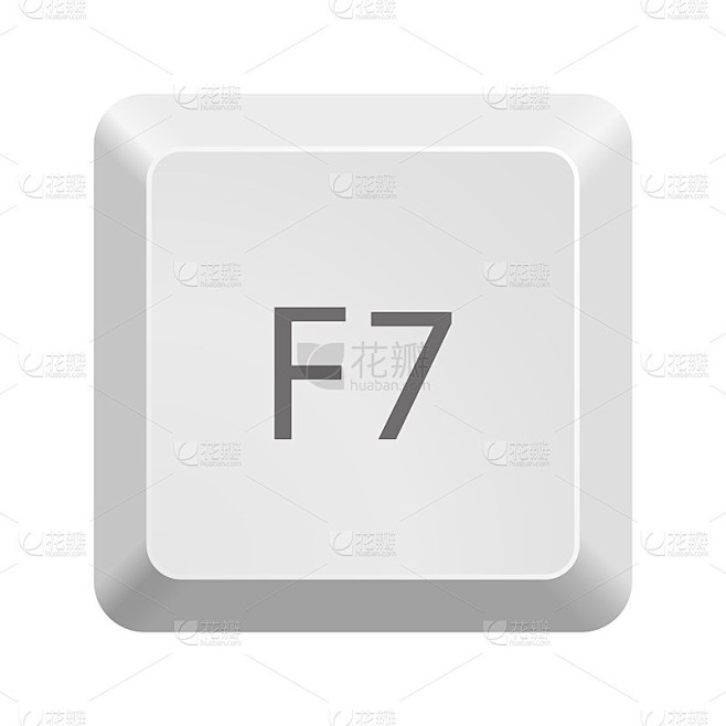 带有F7符号的按钮。图标矢量图。