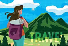 山脉,地形,清新,野生动物,女人,草,户外,旅行者,天空,景象