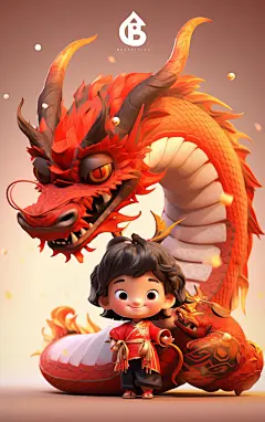 可爱卡通龙宝宝元素素材图AI图