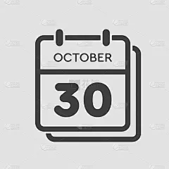 日历图标日10月30日，模板图标日期
