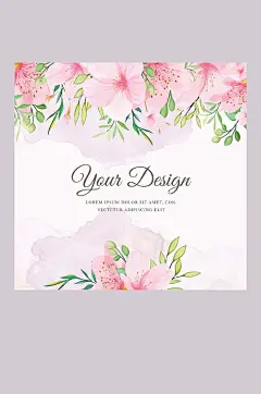 粉色水彩手绘桃花边框装饰贺卡请柬矢量素材-众图网