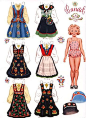 #5516 Norwegian Paper doll with costumes from Hedmark, Ostfold, Sunnmore, Fana, Hallingdal, and Gudbrandsdal. 9"x12" printed on cardstock