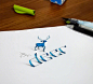 手绘3D立体字，跃然纸上。（via Tolga Girgin）