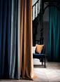 The beautiful shades from Casamance collection Brooks can add a lovely contrasting hue to the rest of your interior décor. #curtains #madetomeasure #coutureliving #comingsoon