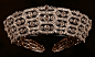 Boucheron second version of the Lady Greville Tiara redesigned in 1921 and later inherited to the Queen Mother in 1942. It was since modified and worn by Camilla, Duchess of Cornwall in 2006.