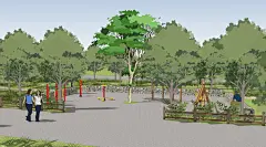 美丽乡村景观入口带状公园水塘景观休息亭健身小品su模型田园风光-淘宝网