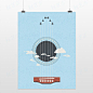轻艺术 创意插画 吉他战斗机 北欧蓝色图片音乐海报定制装饰画芯
