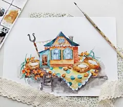 梦幻的水彩插画~ 
ins：olga_bobko ​ ​​​​（转）via @水彩达人 ​