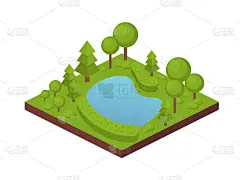 有树木、植物、私人池塘、有水的花园农田.