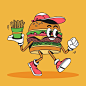 Hand drawn burger cartoon illustration