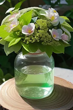 绿瓶插花的艺术之美