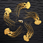 paper paperart papercut animal gold black birds snakes