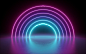 3d render, abstract background, neon lights, glowing lines, round portal, arch, virtual reality, tunnel, pink blue spectrum vibrant colors, laser show