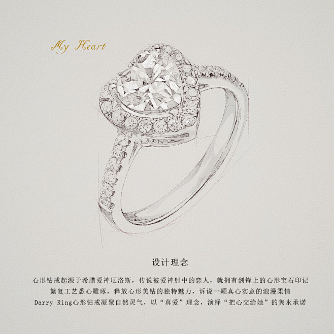 Darry Ring 珠宝设计图稿，戒指...