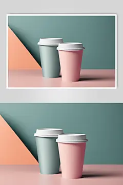 AI数字艺术奶茶咖啡杯样机模型
