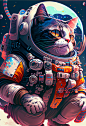 very cool cat space explorer cartoon character by Android Jones, frank franzzeta, ross tran and mcbess ,extremely detailed, sharp focus, smooth, digital illustration, high contrast, 8 k, high detail, hyper realism, cinematic, masterpiece