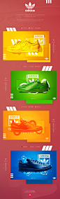 Adidas Raf Simons : This is some UI Banner work for Raf Simons Adidas shoes. These are just some experimentation of some new brushes and a more abstract styles. I had found 4 of the shoes which are different colours, therefore there is a different theme f