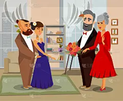 父母,新郎,女儿,事件,周年纪念,家庭,母亲,新婚夫妇,问候,爱