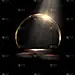 Round podium and abstract gold glitter frame on bl