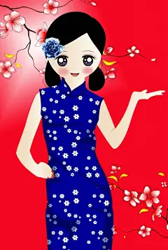 卡通美女 古风装饰画 本本封面 旗袍 古装美女 旗袍美女 江南美女 封面设计 民国美女 无框画 手绘插画 手绘美女 旗袍美人 古典美女 手绘旗袍美女